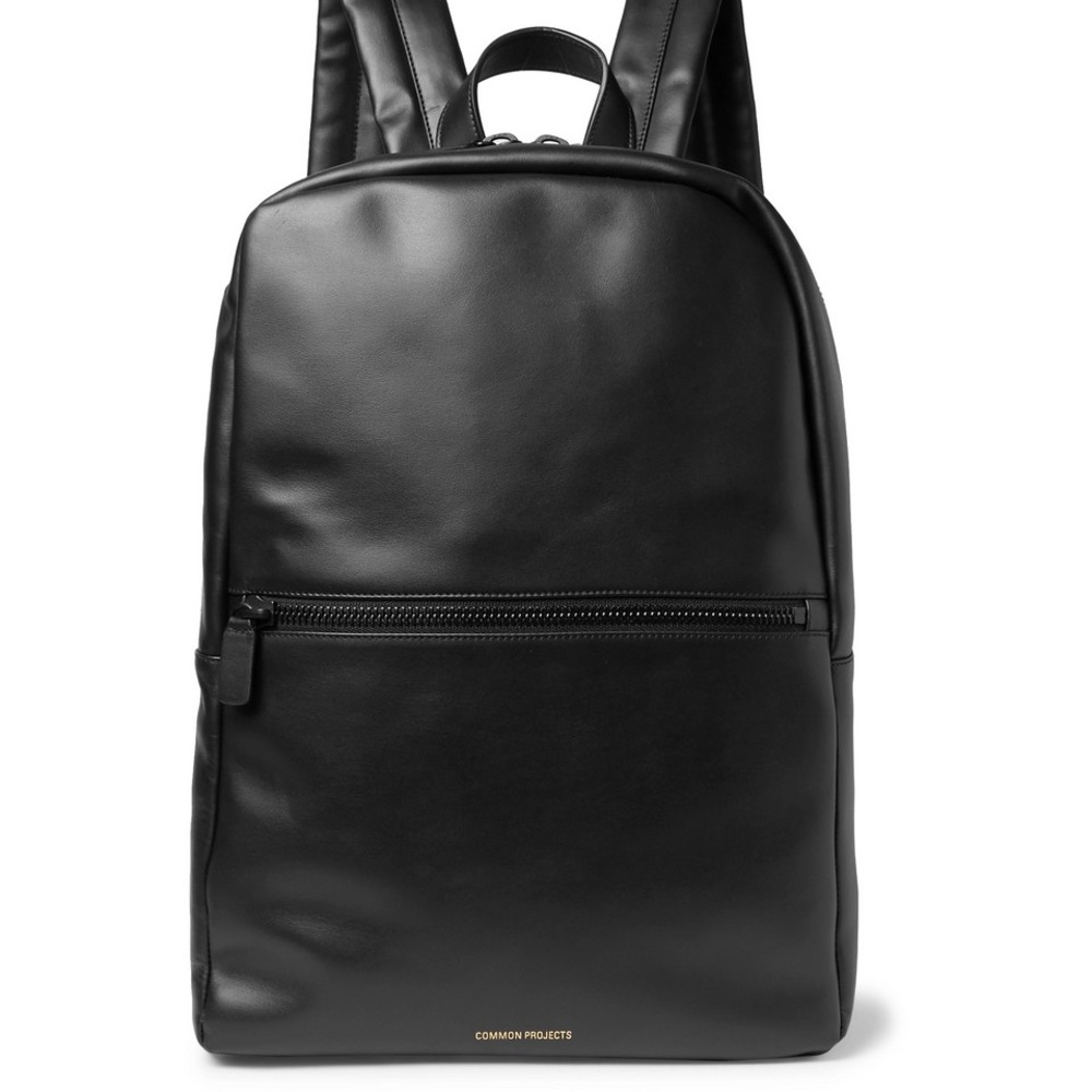 BNWT Common Genuine Black Zip Leather Backpack